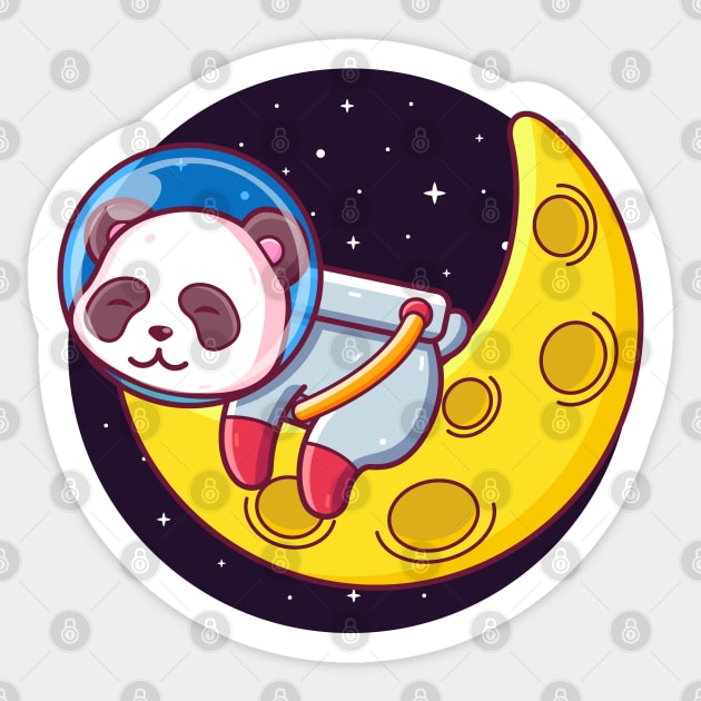 panda astronaut sleeping on the moon Sticker by Ardhsells